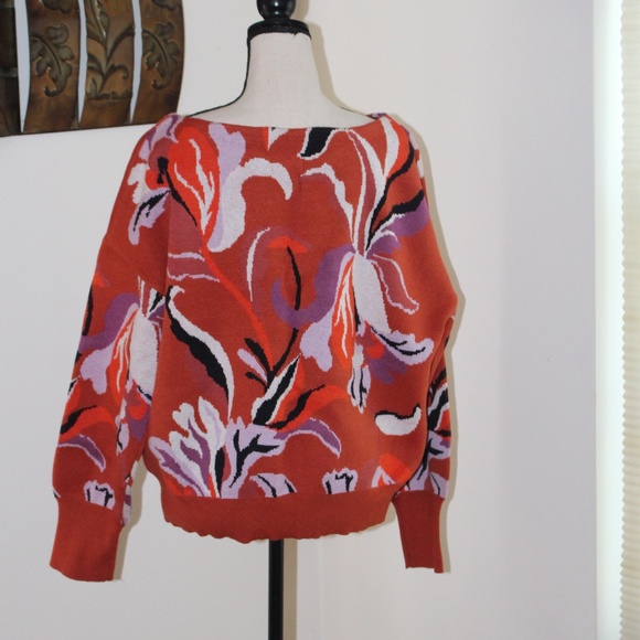 Maeve, Anthropologie floral orange sweater. - Picture 5 of 12